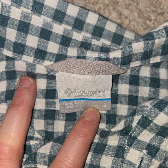 Columbia Shirt Mens Small Green Check Short Sleeve Button Up Outdoors Hiking - Picture 4 of 6